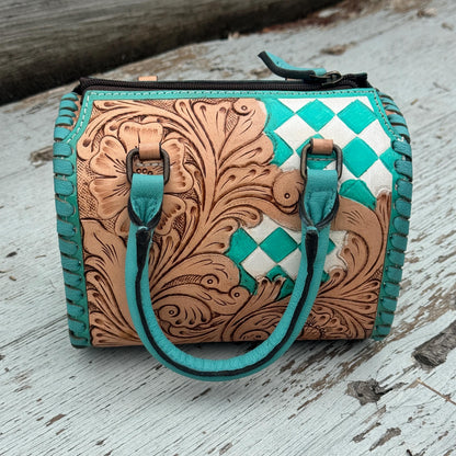 Western Checkered Colorful Speedy Barrel Bag