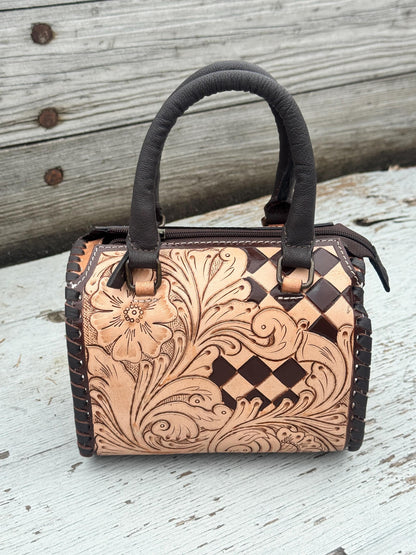 Western Checkered Colorful Speedy Barrel Bag