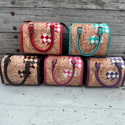 Western Checkered Colorful Speedy Barrel Bag