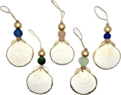 Gilded Scallop Coastal Holiday Ornament