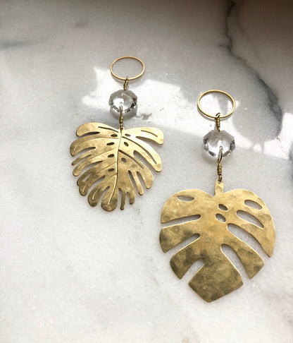 Mini Mini Monstera Suncatcher With Vintage Glass Crystal