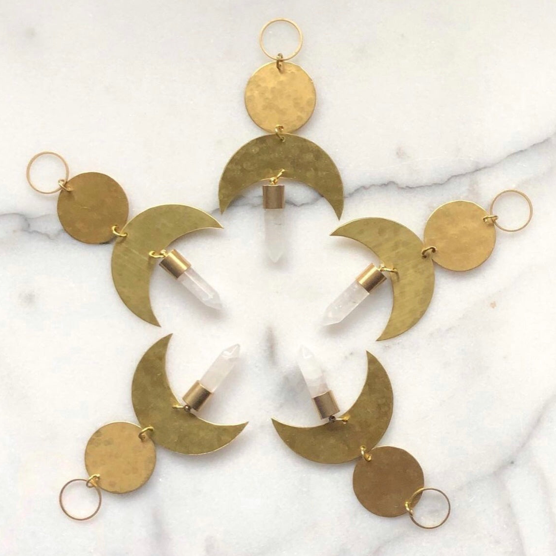 Moon Drop Ornament With Quartz Crystal