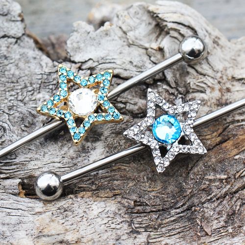 316L Stainless Steel Dazzling Star Industrial Barbell
