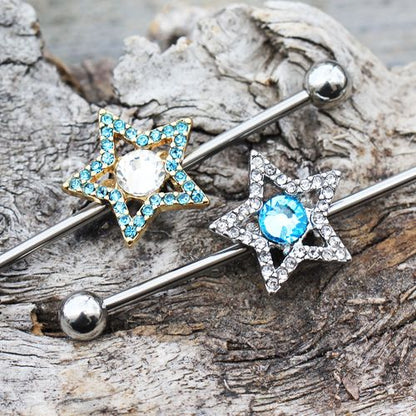 316L Stainless Steel Dazzling Star Industrial Barbell