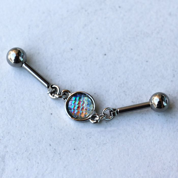 316L Stainless Steel Rainbow Cabochon Chain Industrial Barbell