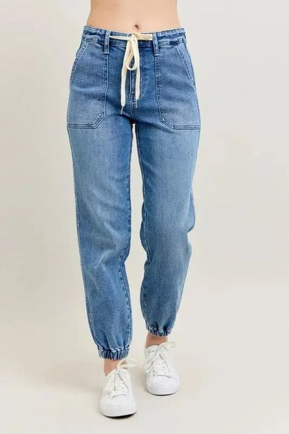 Pants Trendsi Judy Blue Denim Joggers Plus Size Women's Fashion Jeans - High Waist, Comfy
