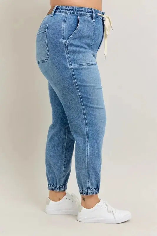 Pants Trendsi Judy Blue Denim Joggers Plus Size Women's Fashion Jeans - High Waist, Comfy