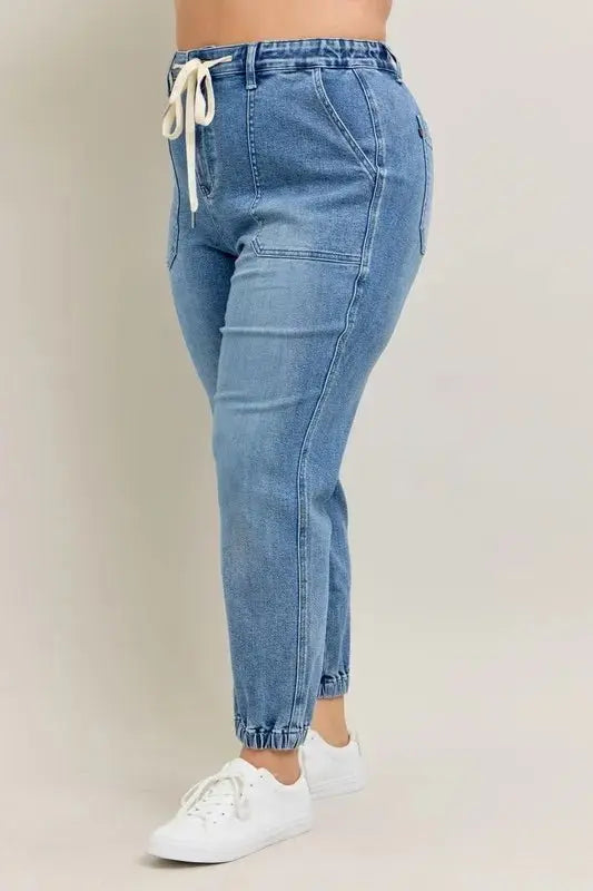 Pants Trendsi Judy Blue Denim Joggers Plus Size Women's Fashion Jeans - High Waist, Comfy