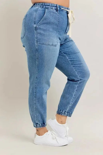 Pants Trendsi Judy Blue Denim Joggers Plus Size Women's Fashion Jeans - High Waist, Comfy