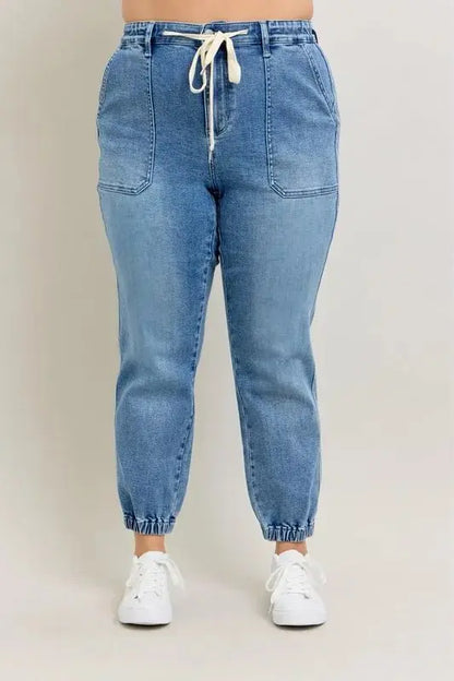 Pants Trendsi Judy Blue Denim Joggers Plus Size Women's Fashion Jeans - High Waist, Comfy