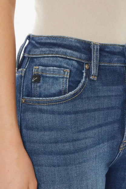 Jeans - High Waist Crop - Raw Hem Denim