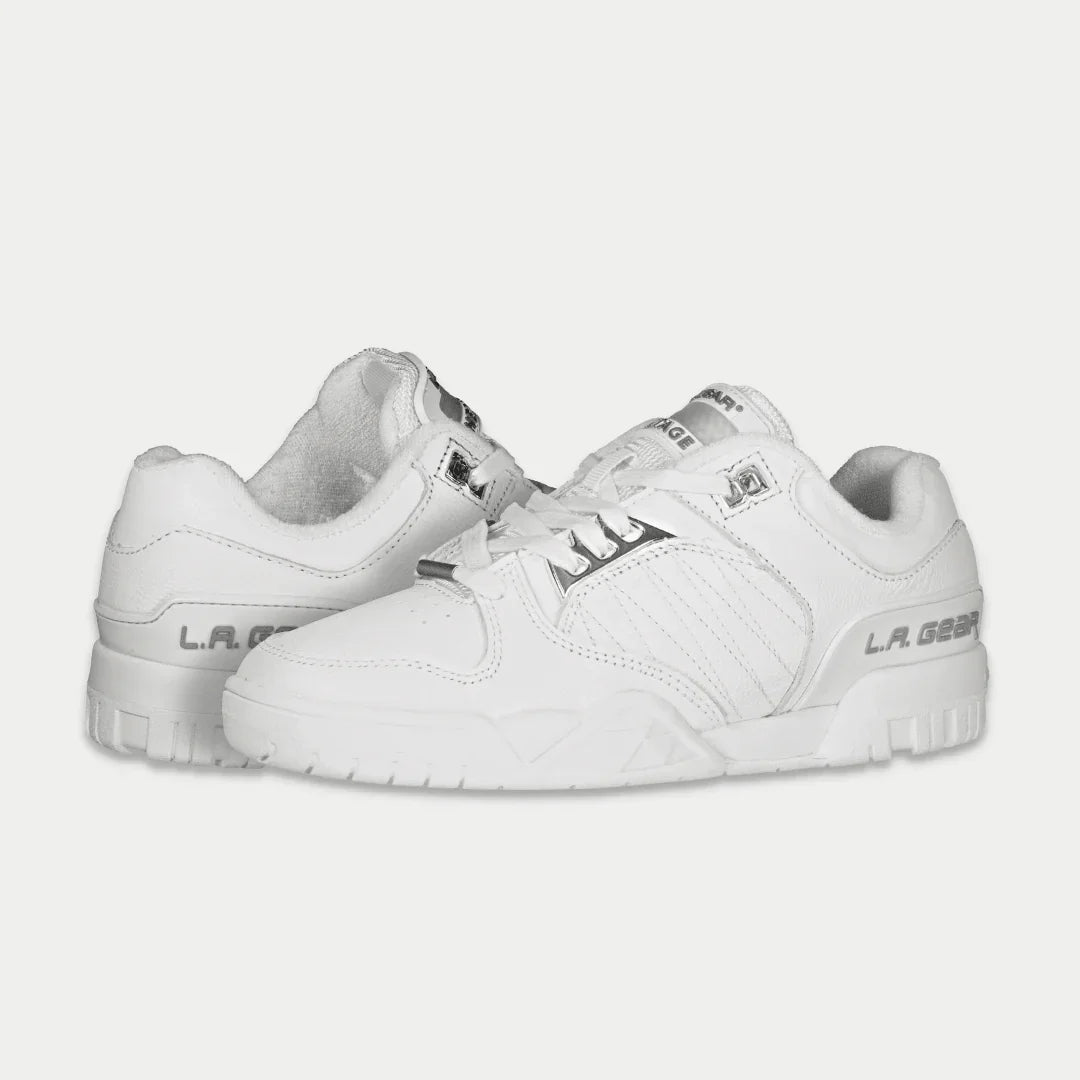LA Gear Boardwalk Lowtop White Leather Cushioned Gel Sock LED Tongue