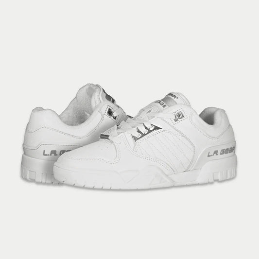 LA Gear Boardwalk Lowtop White Leather Cushioned Gel Sock LED Tongue