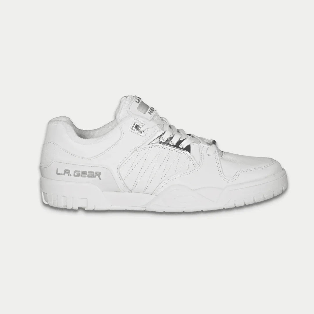LA Gear Boardwalk Lowtop White Leather Cushioned Gel Sock LED Tongue