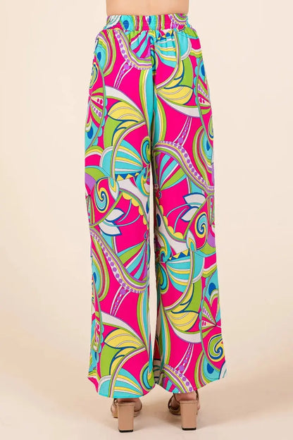 Trendsi Abstract Print Pants Women's Casual Wide Leg Trousers Comfy Fit