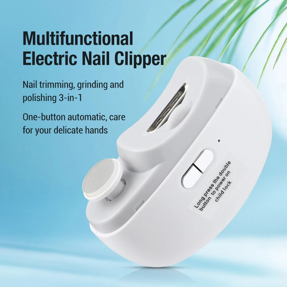 Multifunctional electric nail clipper on a light blue background | Origin Zero