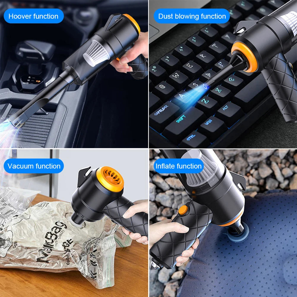 Multifunctional tool with Hoover, Dust Blowing, Vacuum, and Inflate functions used in various scenarios.  | Origin Zero