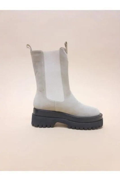 Women's Camel Suede Combat Boots | Platform