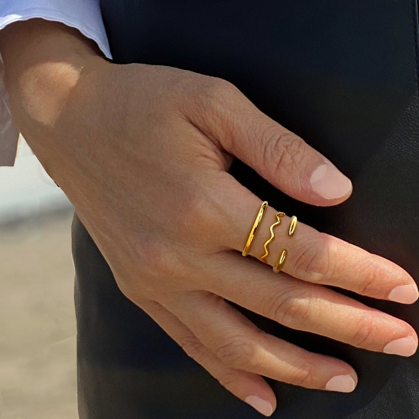 RAMEN NOODLE Wavy Stackable Ring | 18K Gold over Sterling Silver