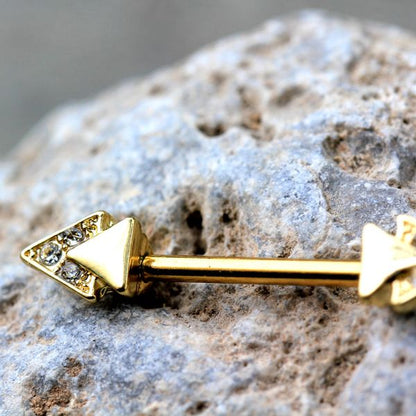 Gold Jeweled Double Triangle Nipple Bar
