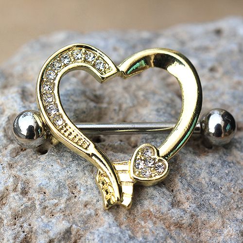 Gold Plated Arrow Heart Nipple Shield