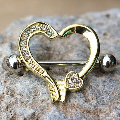Gold Plated Arrow Heart Nipple Shield