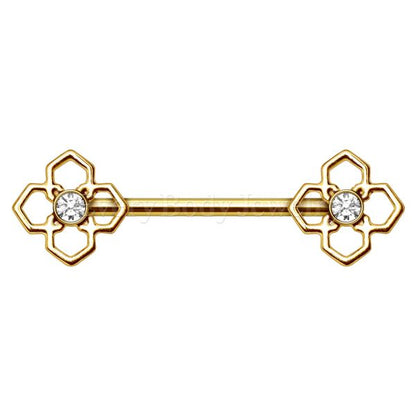Gold Plated Pinwheel Flower Nipple Bar