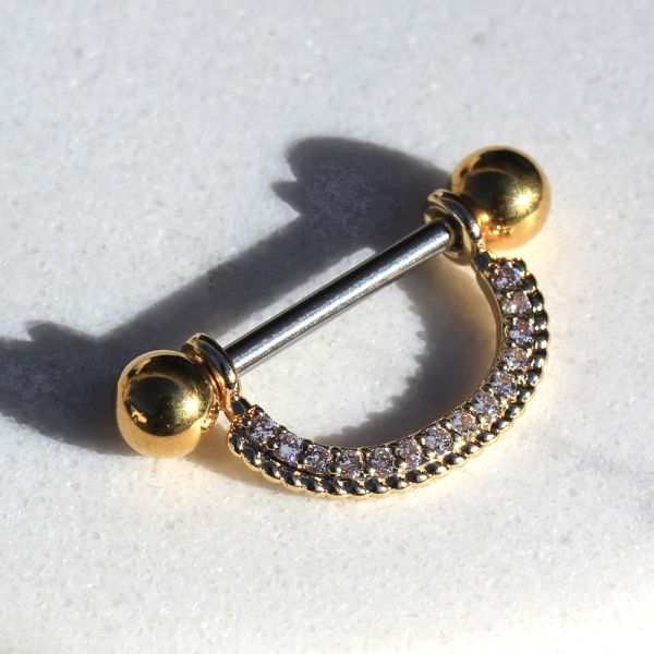 Gold Plated Ornate Multi Jeweled Nipple Shield