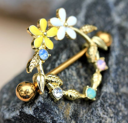Gold Plated Daisy Flower Field Nipple Shield