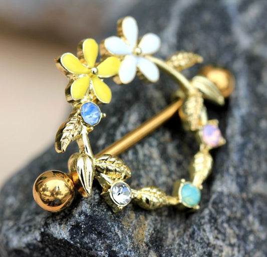 Gold Plated Daisy Flower Field Nipple Shield