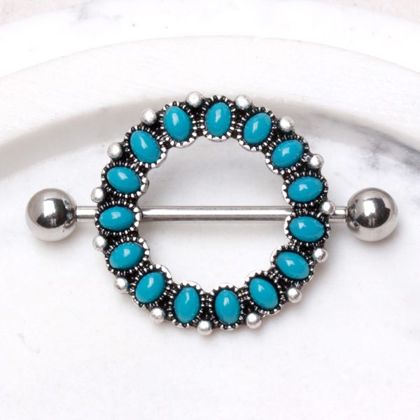 316L Stainless Steel Antique Turquoise Nipple Shield