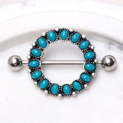 316L Stainless Steel Antique Turquoise Nipple Shield