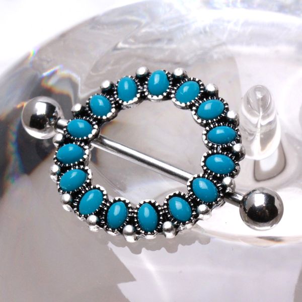 316L Stainless Steel Antique Turquoise Nipple Shield