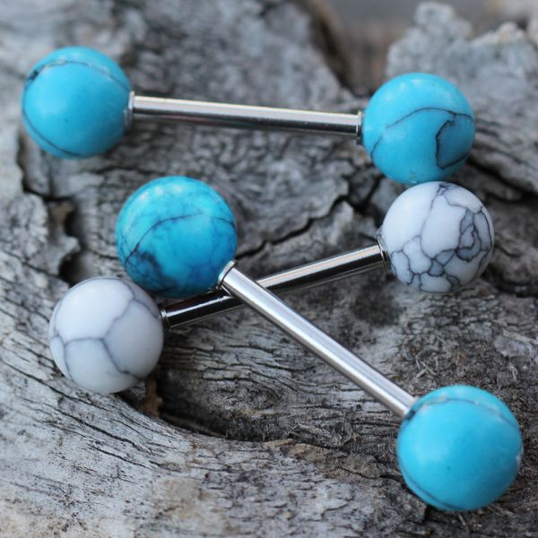 Nipple Bar Set with Synthetic Stones