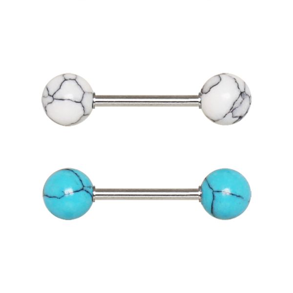 Nipple Bar Set with Synthetic Stones