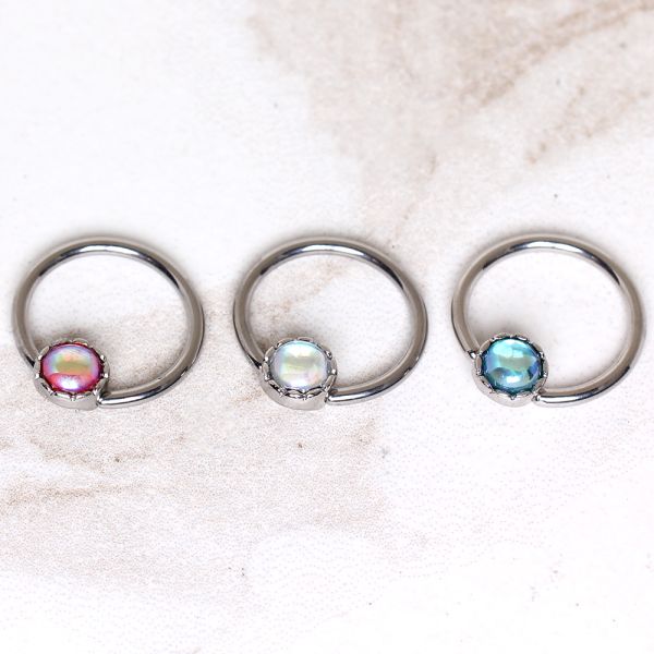 316L Stainless Steel Rainbow Rhinestone Captive Bead Ring Nipple Jewelry