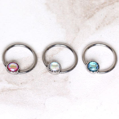 316L Stainless Steel Rainbow Rhinestone Captive Bead Ring Nipple Jewelry
