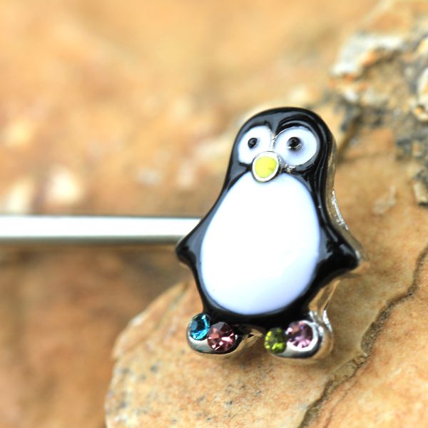 316L Stainless Steel Adorable Penguin Nipple Bar