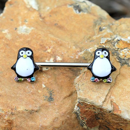 316L Stainless Steel Adorable Penguin Nipple Bar