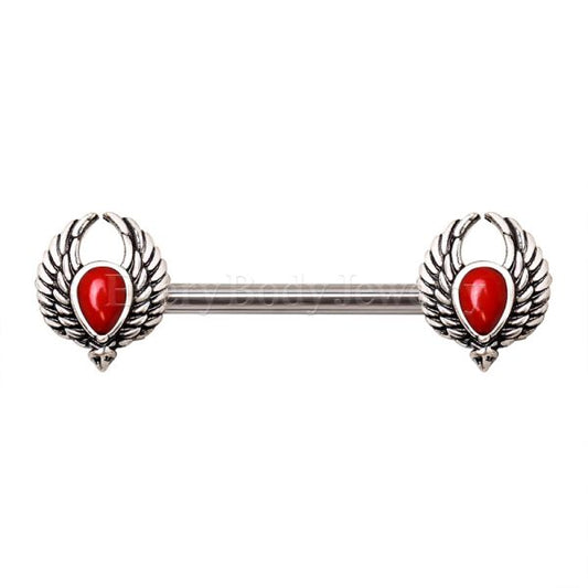 316L Stainless Steel Winged Blood Drop Nipple Bar