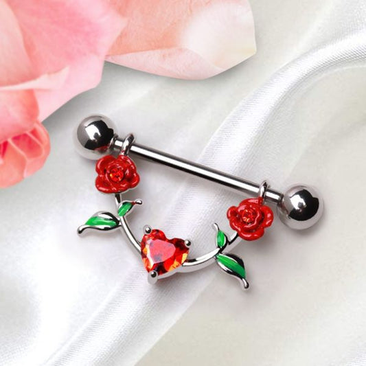 316L Stainless Steel Red Rose Nipple Shield