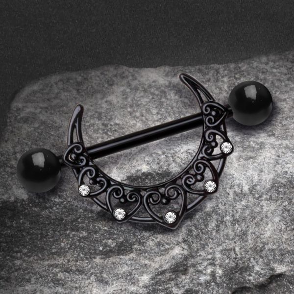 Black PVD Plated Crescent Moon Nipple Shield