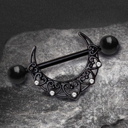 Black PVD Plated Crescent Moon Nipple Shield
