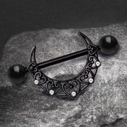 Black PVD Plated Crescent Moon Nipple Shield