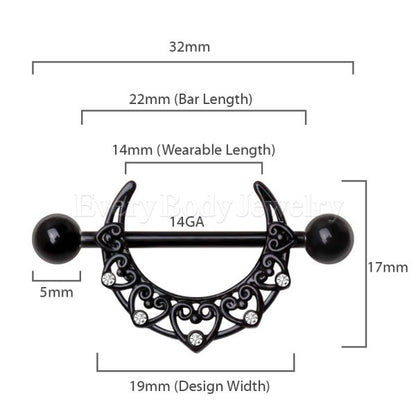 Black PVD Plated Crescent Moon Nipple Shield