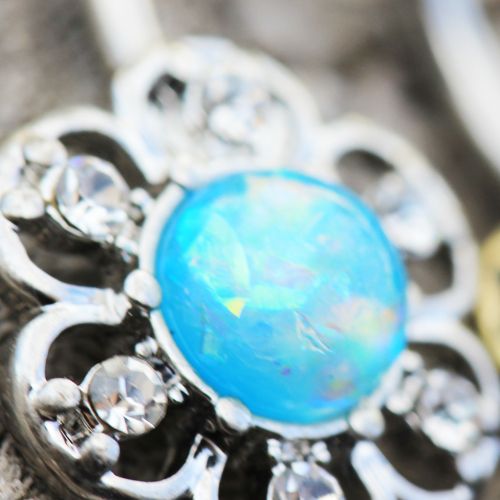 316L Stainless Steel Synthetic Opal Floral Navel Ring