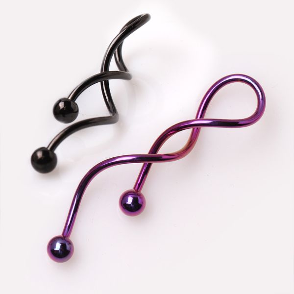 PVD Plated Spiral Navel Ring Twist