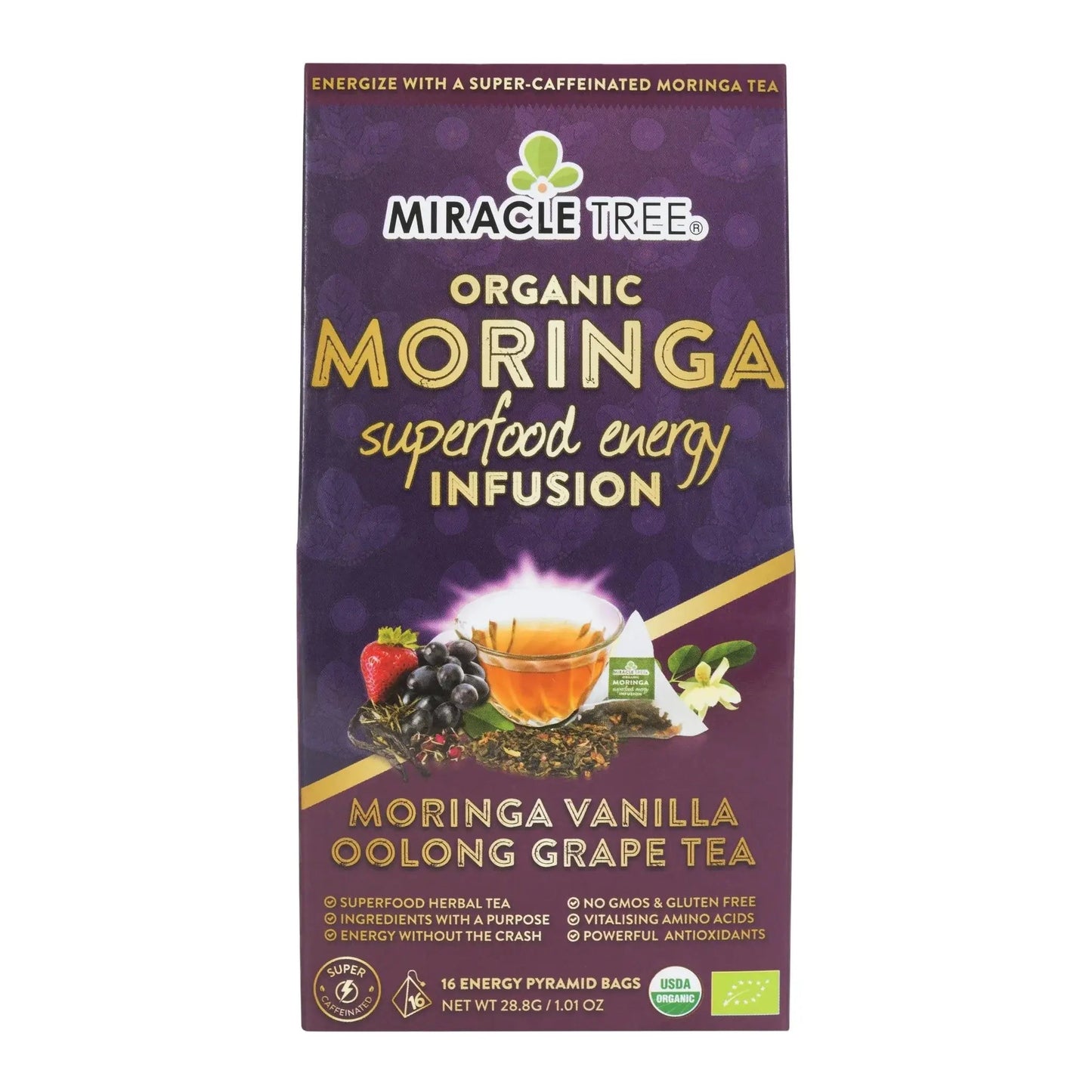 Organic Moringa Energy Tea - Grape Vanilla - Natural Coffee Alternative