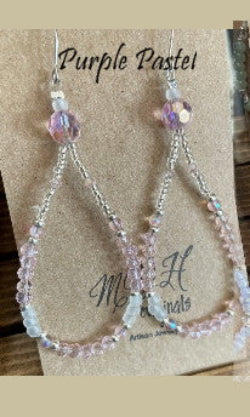 Pastel Sea Beads Teardrop Dangle Earrings