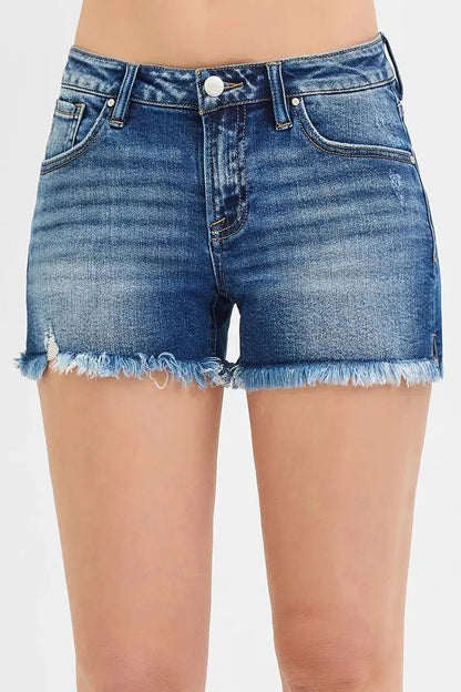 Women's Plus Size Denim Shorts Denim Shorts - Plus Size Low Rise Frayed Hem - Casual